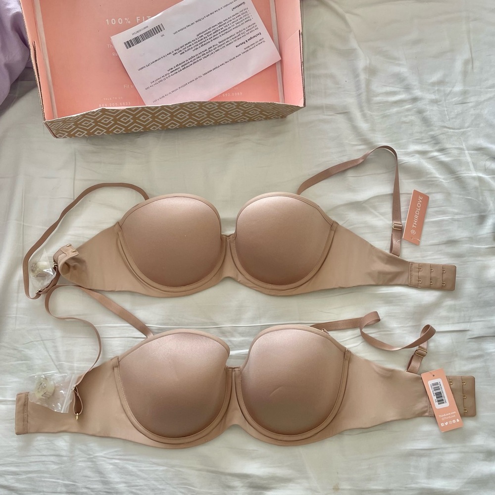 ThirdLove 24/7 Classic Strapless Bra, Nude Convertible Bra with Molded Cups